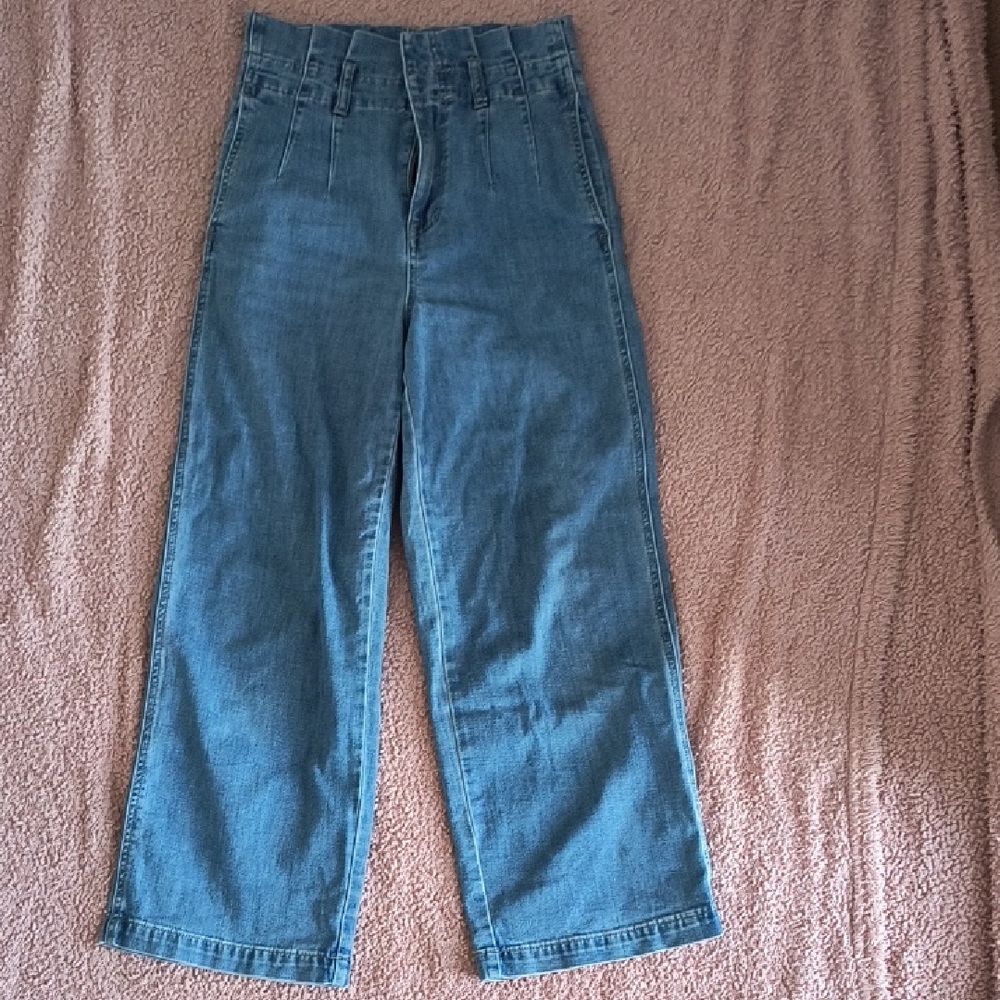 Madewell Women's Pleated Wide Leg Jeans - Picture 1 of 6